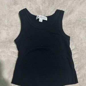 Anne Klein Black Ribbed Scoop Neck Tank Top